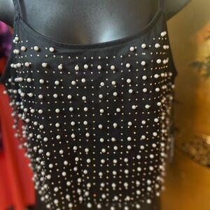 Black Pearl Embellished Tank Top
